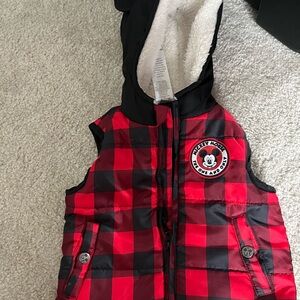Disney Mickey Mouse Red and Black Plaid Kids Vest